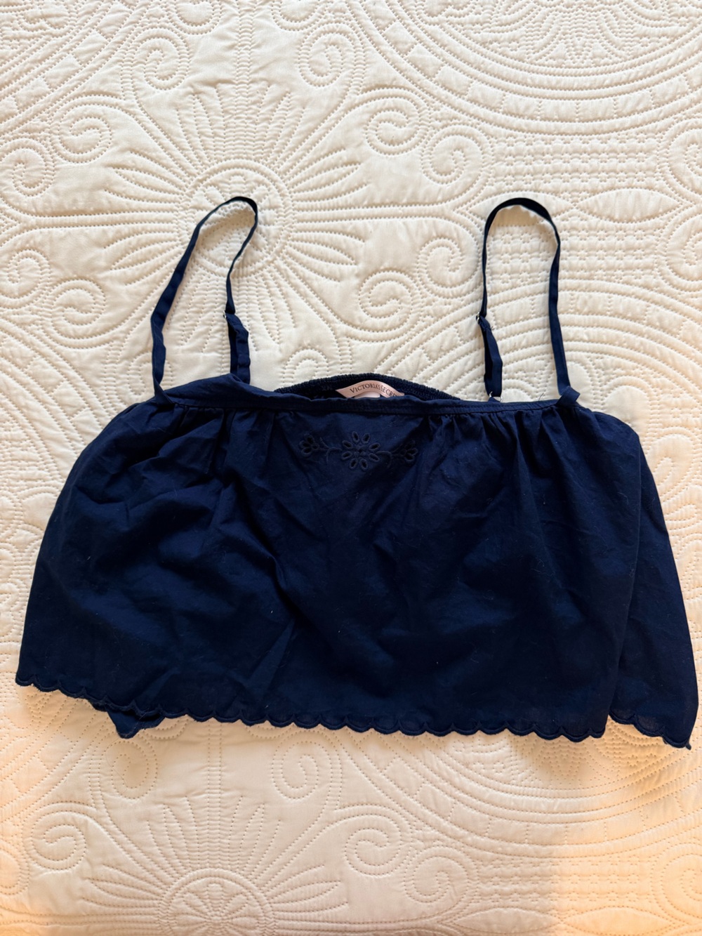 Victoria’s Secret Eyelet Crop Top in Dark Blue